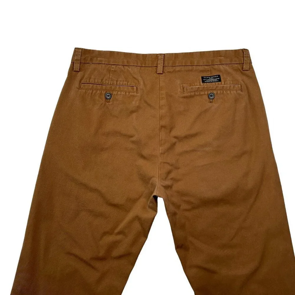 Banana Republic Emerson Pants Men's 35 Brown Straight Chino Cotton Khaki Casual‎